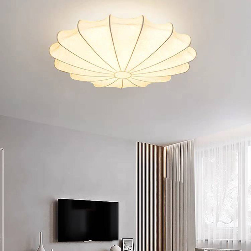 Ritta Ronde Moderne LED Plafonnier Blanc Tissu Salon Chambre à coucher