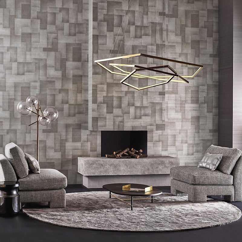 Ray Suspension Géométrique Contemporain, Métal, Doré, Salon/Chambre à Coucher