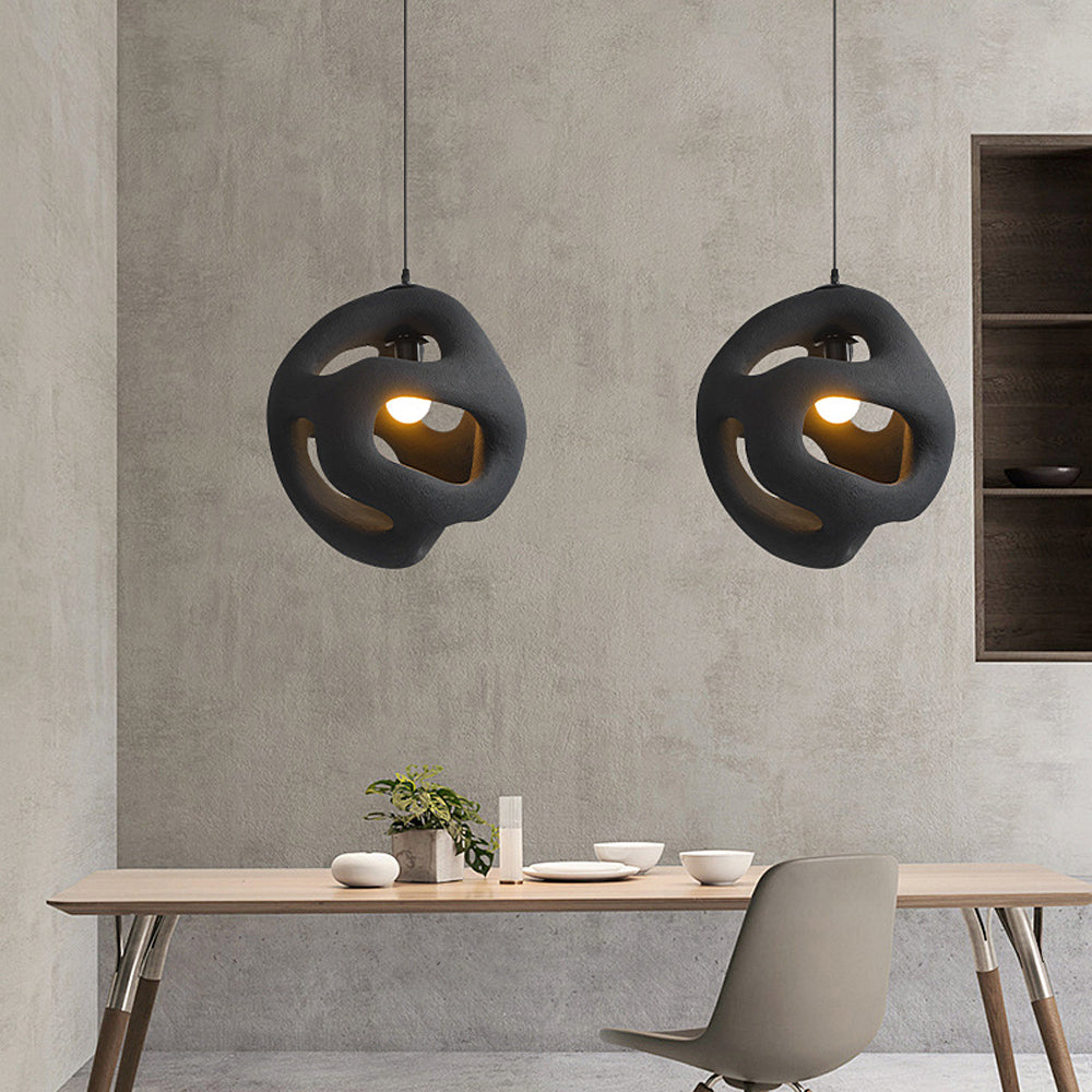 Avi Suspension Globe Moderne, Métal/Résine, Blanc/Noir, Bar/Salle de Séjour