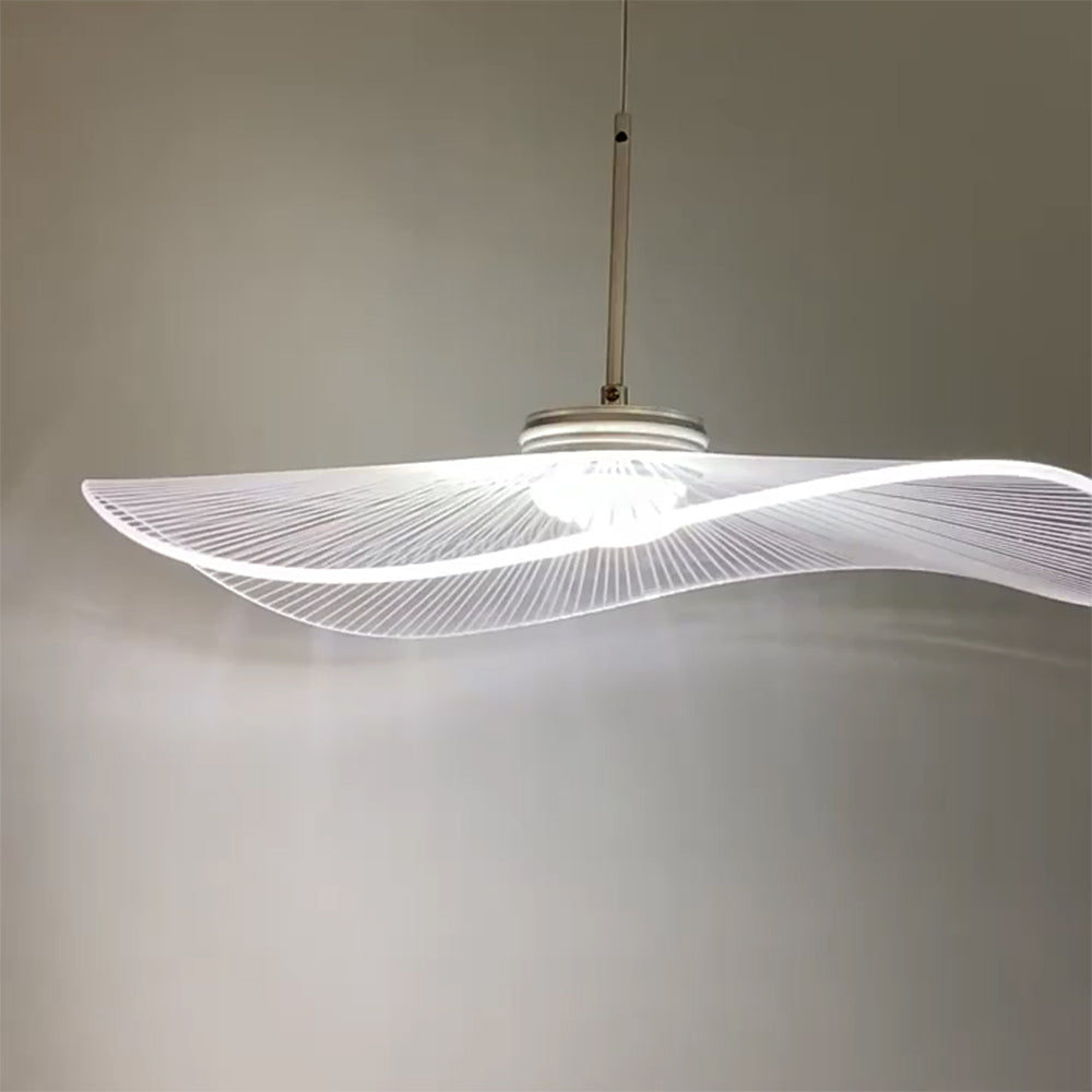 Arisha Suspension Feuille de lotus Contemporaine, Métal/Acrylique, Blanc, Salle de Séjour/Chambre à Coucher