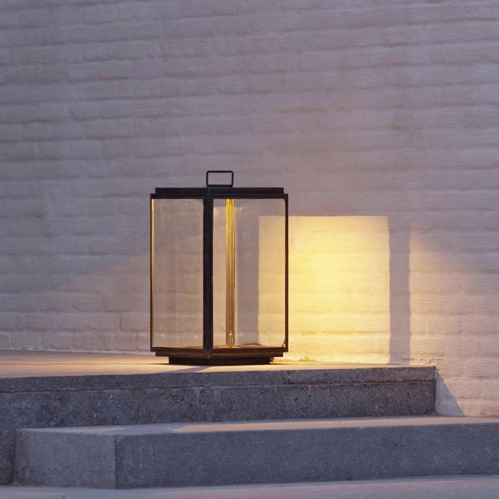 Ray Lampadaire Lanterne Minimaliste, Métal/Verre, Noir, Extérieur