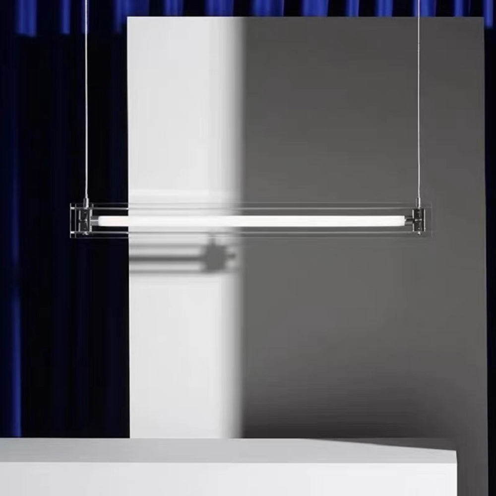 Ray Suspension Linéaire Classique, Métal/Verre, Blanc, Salle à Manger/Chevet