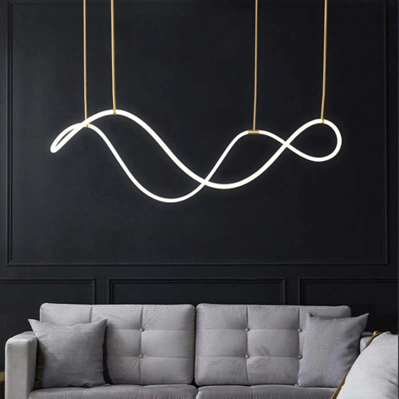 Arisha Suspension Courbe/linéaire LED Postmoderne, Métal, Or/Noir, Salon