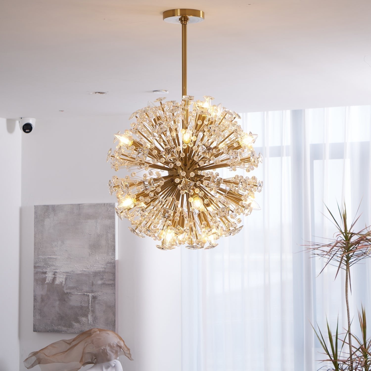 Aurora Chandelier Dickinson Gold Crystal Starburst - Letslighting