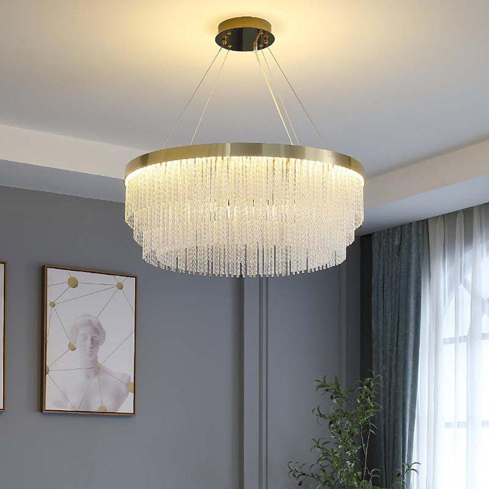 Arisha Suspension Ronde Moderne, Métal, Doré, Salon/Hôtellerie