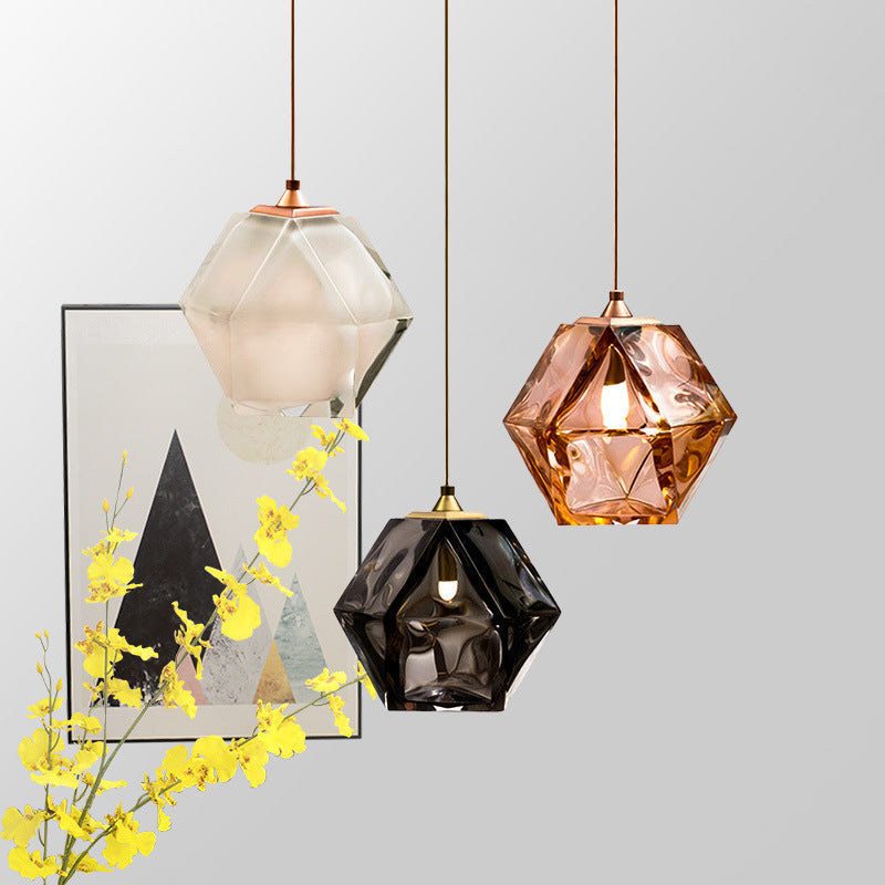 Valentina Polyèdre LED Suspension Métal Verre Cuisine Chambre à Coucher