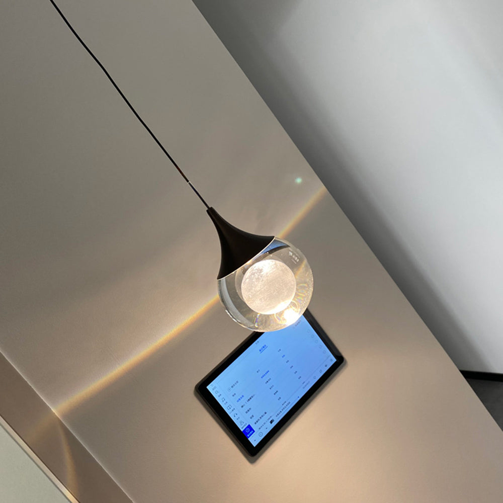 Aria Suspension Globe Inhabituel, Métal/Cristal, Noir/Blanc, Chevet/Salon