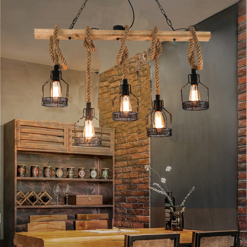 Epoch Lampe Suspension Industrielle Rétro LED en Métal Noir, Pour Bar