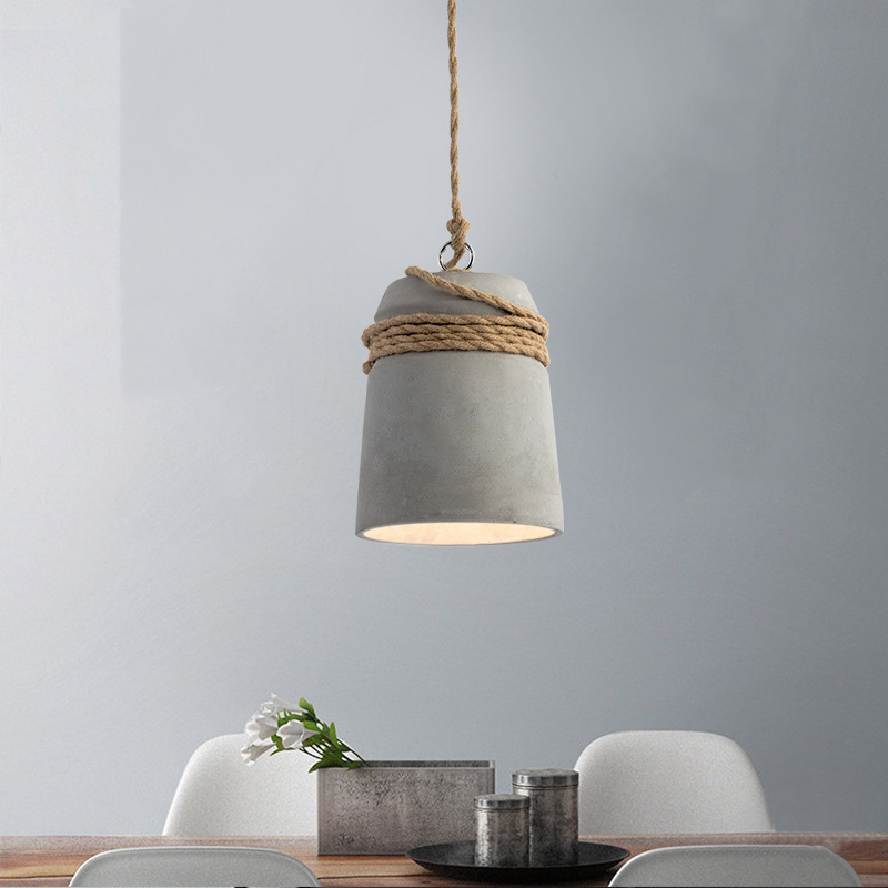 Arisha Luminaires Suspensions Cylindre Industriel Métal/Ciment Gris Chambre/Salon