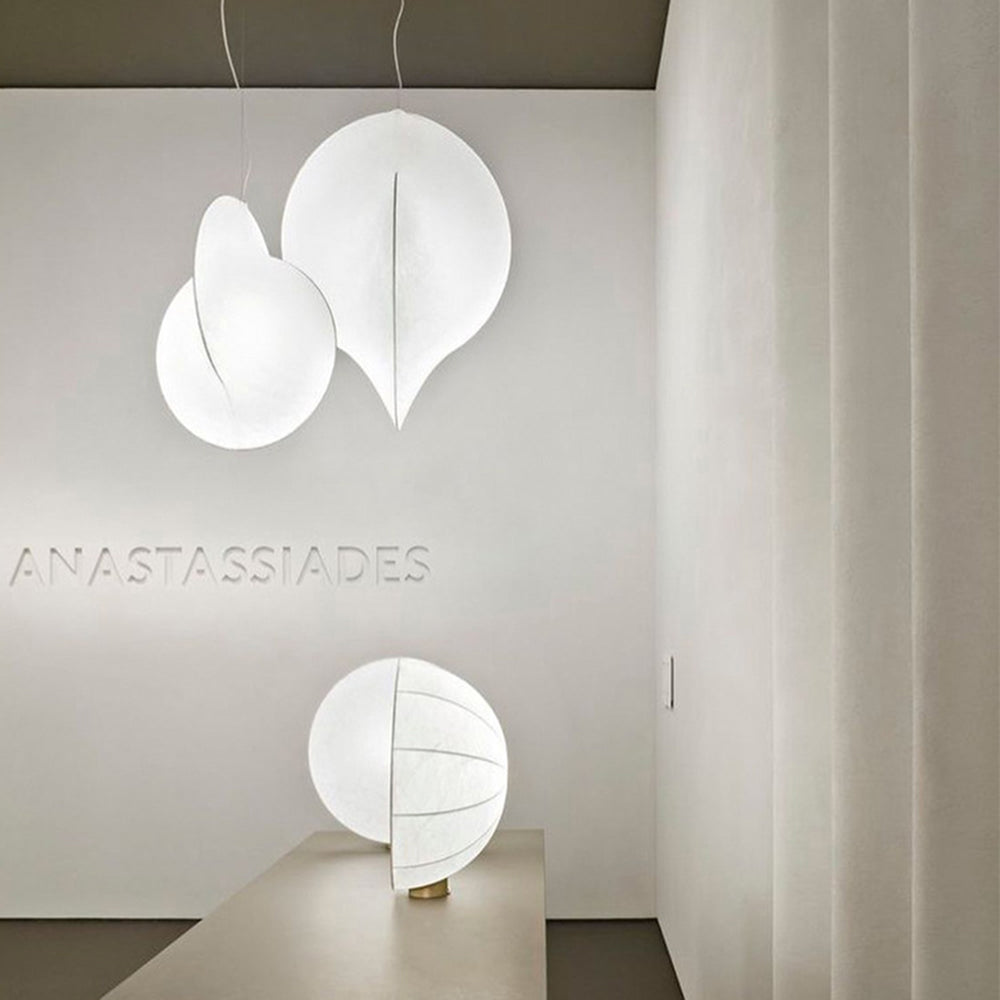 Ritta Suspension Boule Moderne, Métal/Soie, Blanc, Salon/Chambre à Coucher
