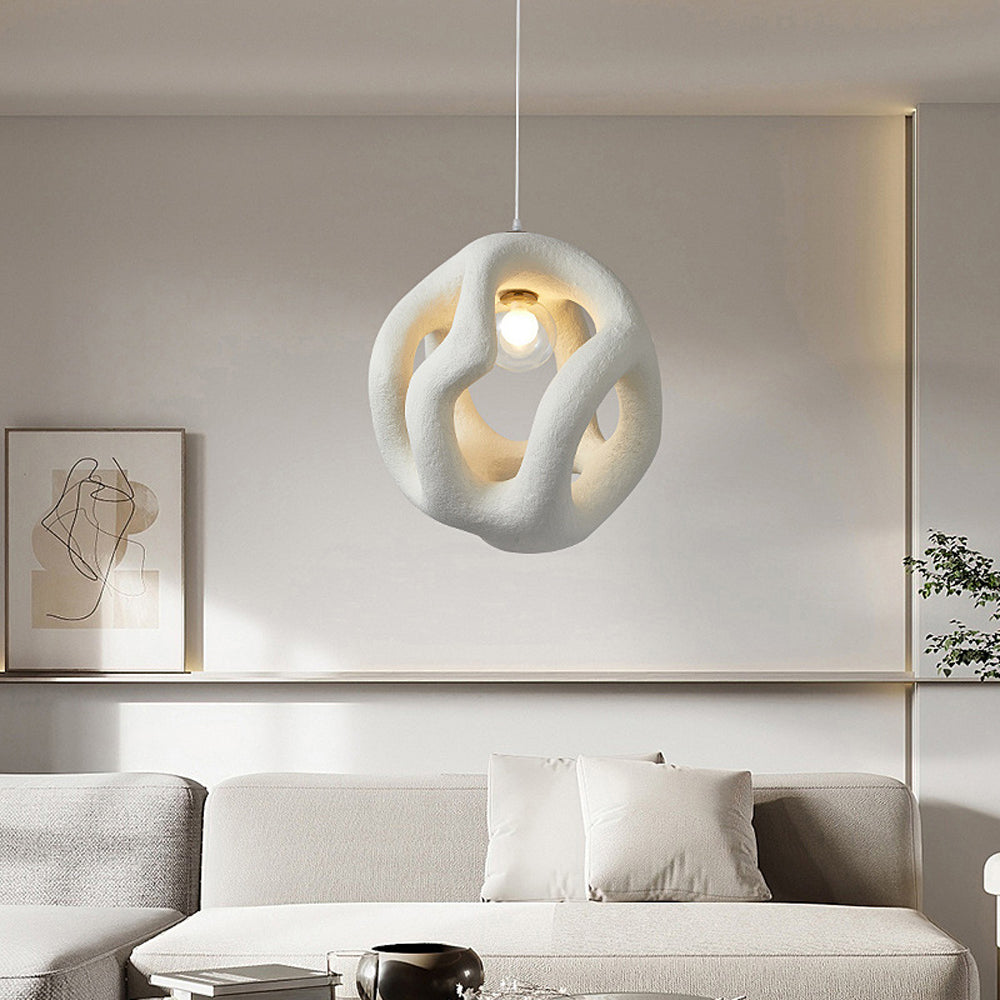 Avi Suspension Globe Moderne, Métal/Résine, Blanc/Noir, Bar/Salle de Séjour