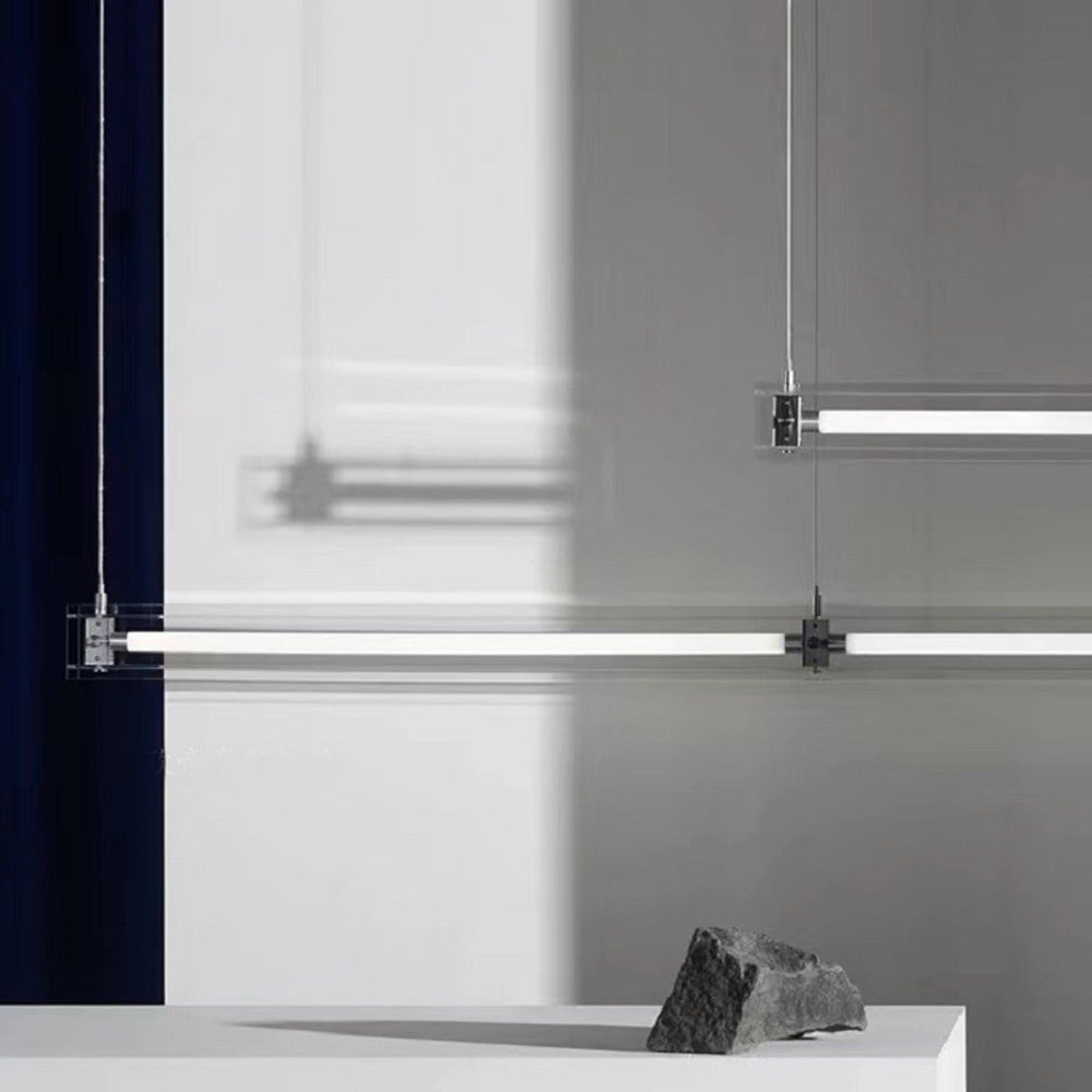 Ray Suspension Linéaire Classique, Métal/Verre, Blanc, Salle à Manger/Chevet