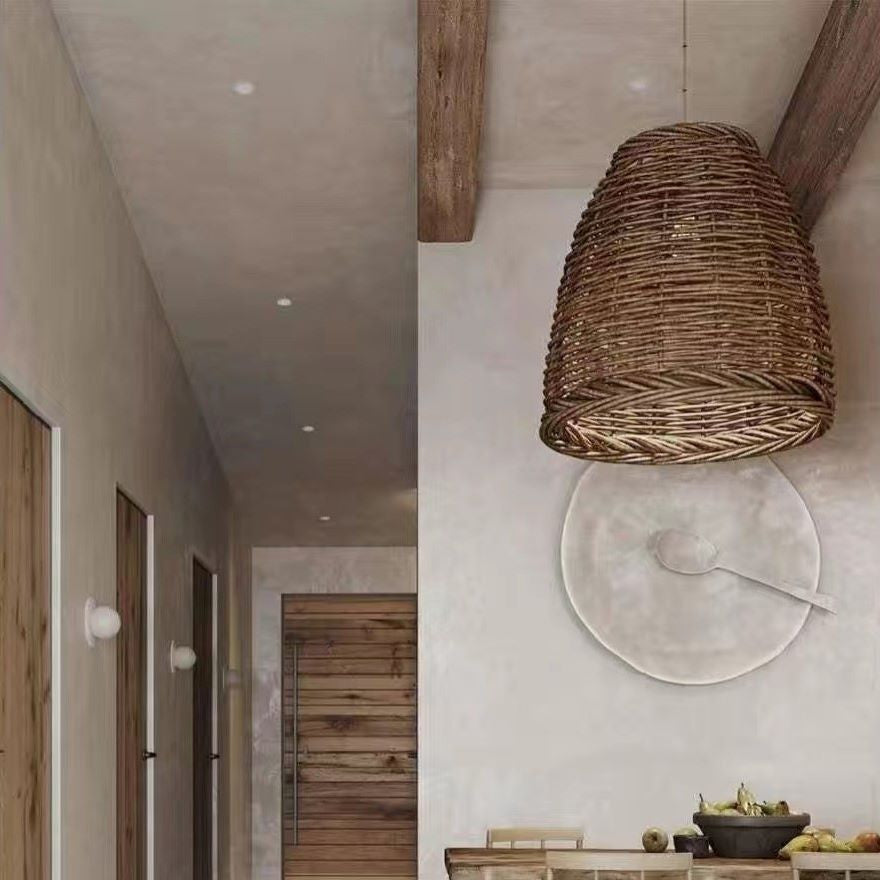 Ritta Suspension LED Vintage Rotin Salon/Chambre à Coucher