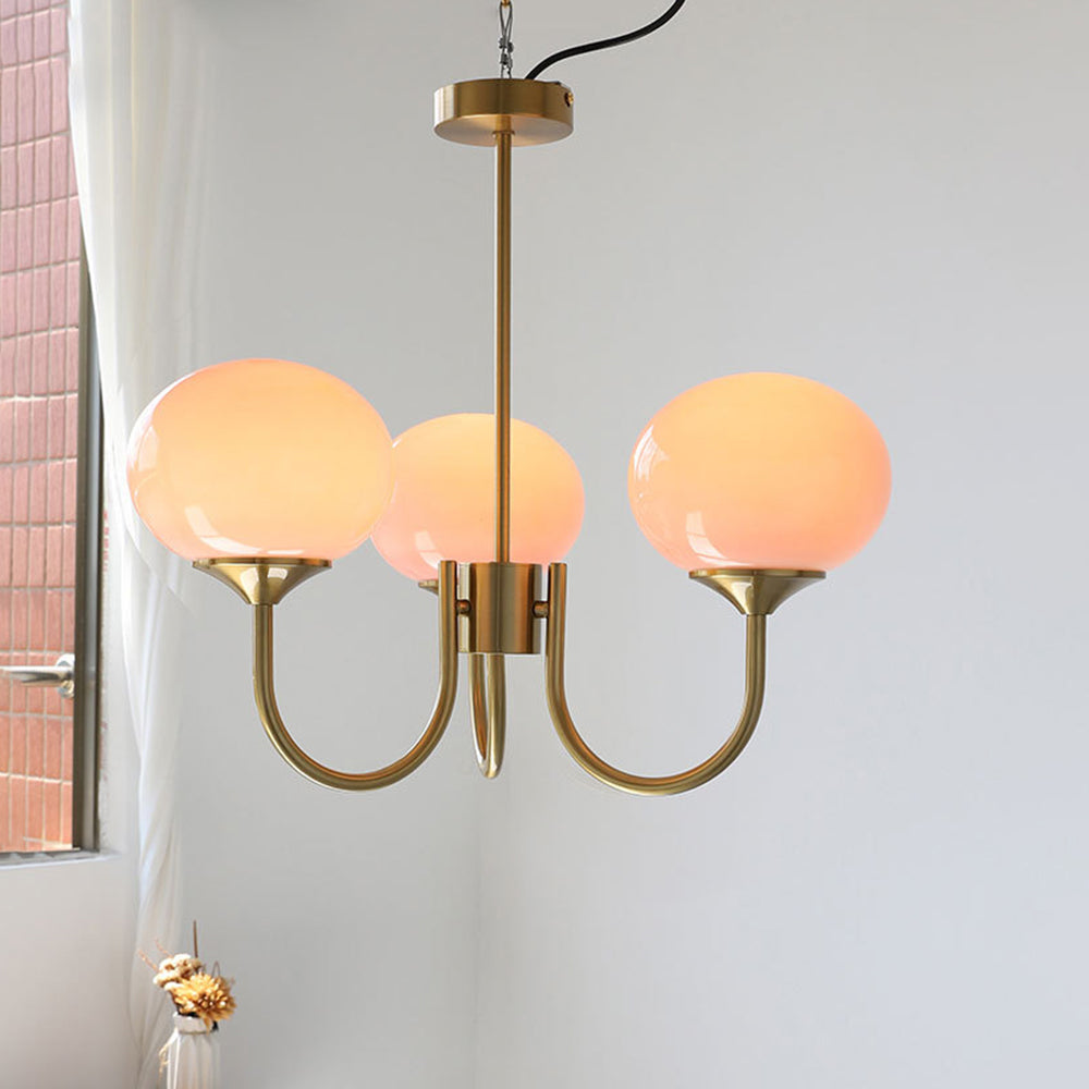Valentina Lustre Boule Classique, Métal/Verre, Blanc/Rose/Beige, Bureau/Salon