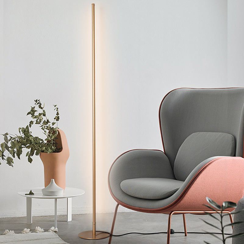 Ray Simple Linéaire LED Lampadaire Or Noir Métal Gel de Silice Salon Chambre