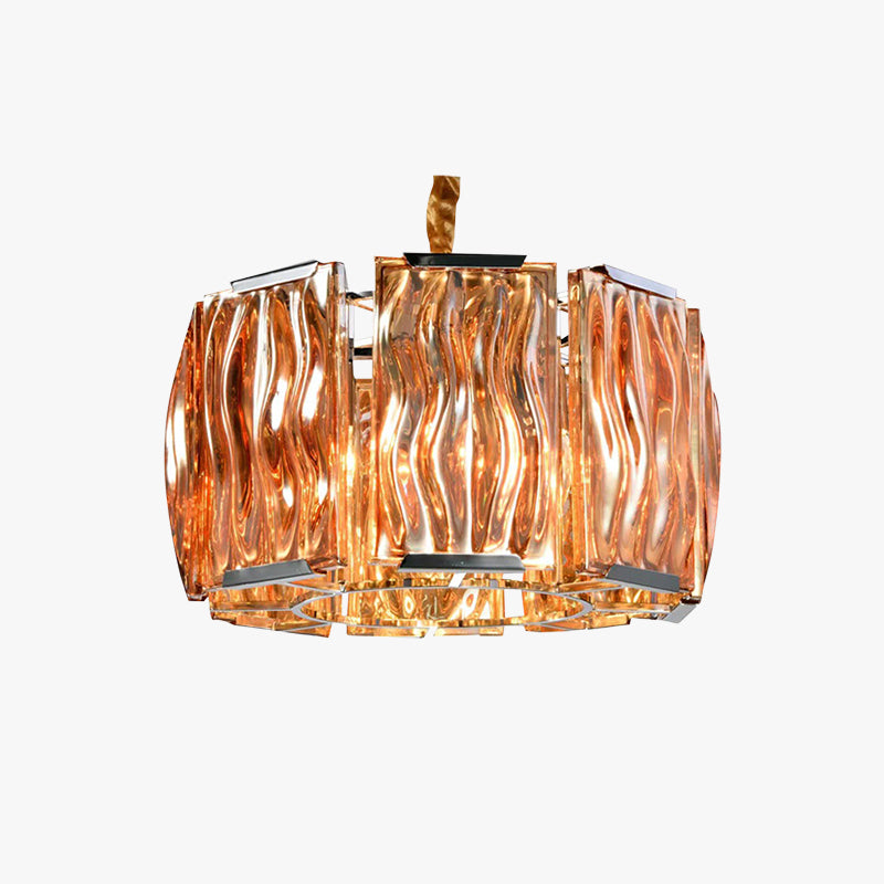 Kristy Lustre Rectangulaire Cristal, Métal/Cristal, Dégagé/Champagne, Salon