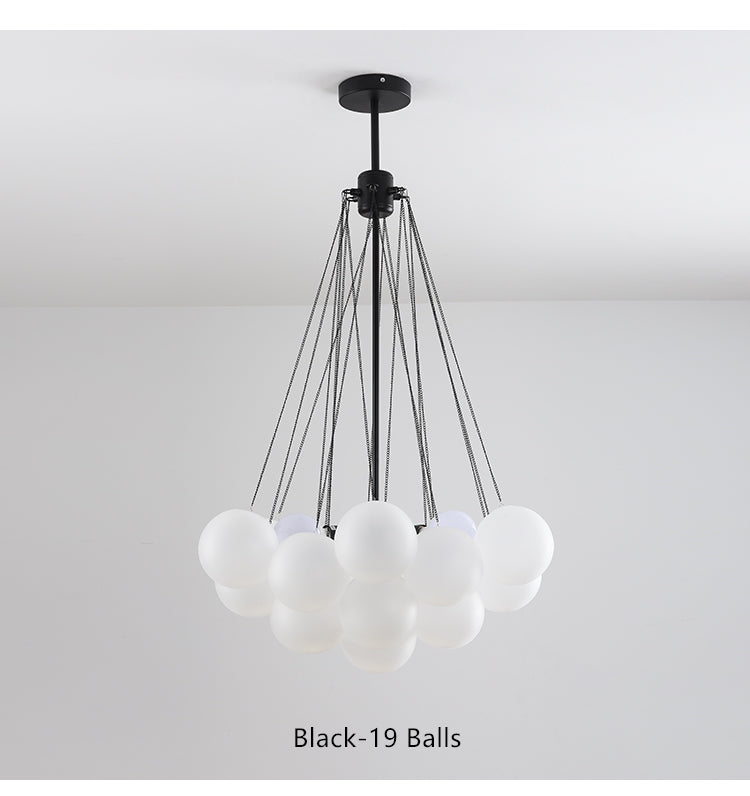 Valentina Lustre Globe Modenre, Fer/Verre, Noir/Blanc, Salon