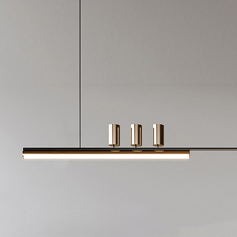 Arisha Longueur Moderne LED Suspension Noir Métal Salle À Manger