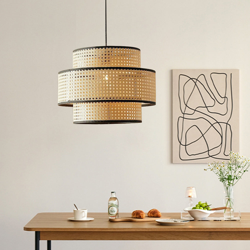 Ritta Suspension Cylindre Moderne, Métal/Acrylique, Bois, Salon