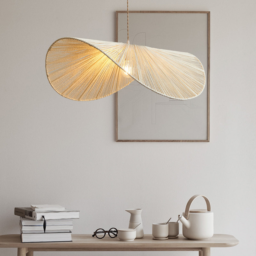 Ritta Twine Suspension Ronde Naturelle, Métal/Rotin, Marron/Beige, Cuisine/Bureau
