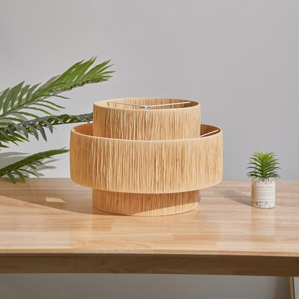 Ritta Rattam Suspension Ronde Simple, Métal/Rotin, Marron, Chambre à Coucher/Librairie
