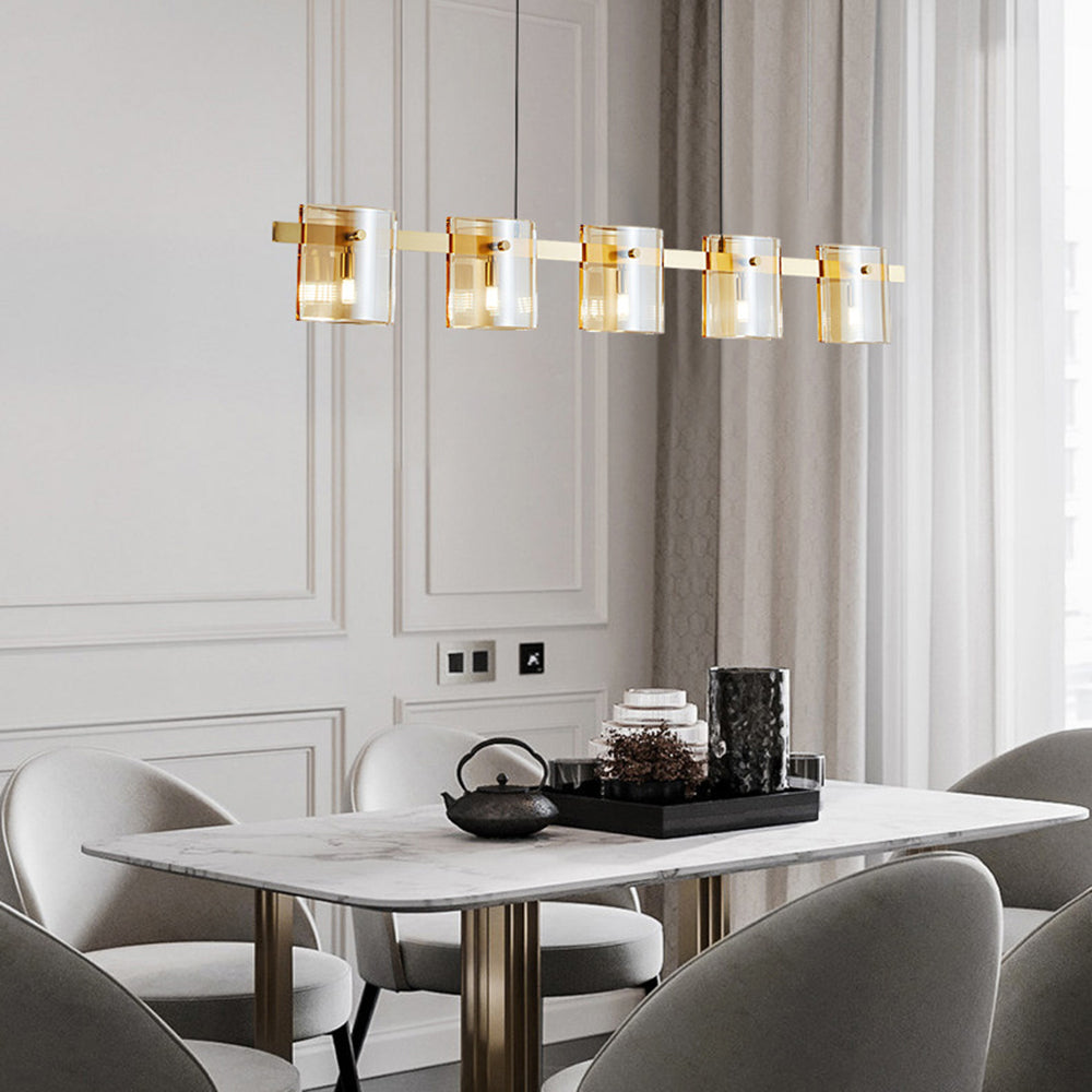 Arisha Suspension Cylindre Nordique, Cuivre/Verre, Noir/Or, Bar/Cuisine