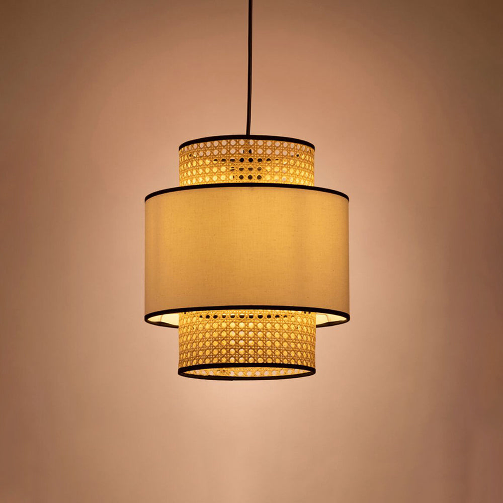 Ritta Suspension Cylindre Retro, Tissu, Beige, Salon