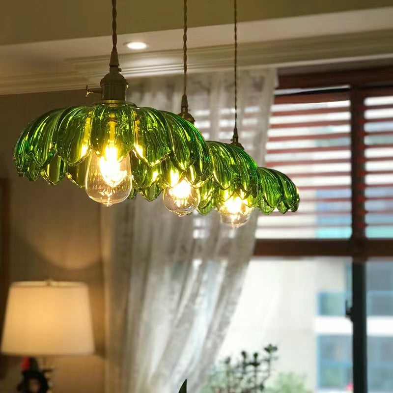 Valentina Rétro LED Suspension Métal/Verre Fleur Salle À Manger