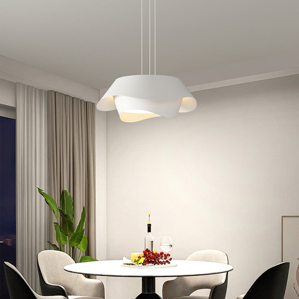 Arisha Suspension Ronde Contemporaine, Métal, Blanc, Chambre à Coucher/Salle à Manger