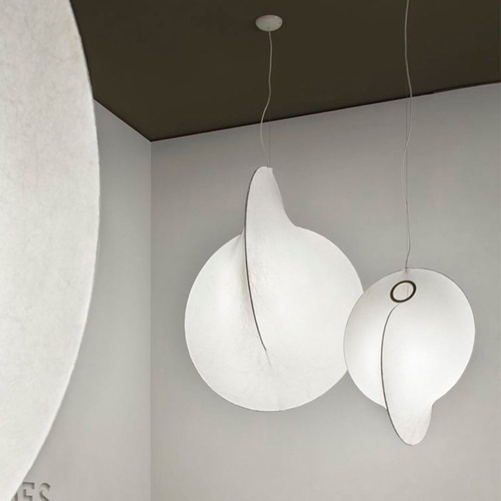 Ritta Suspension Boule Moderne, Métal/Soie, Blanc, Salon/Chambre à Coucher
