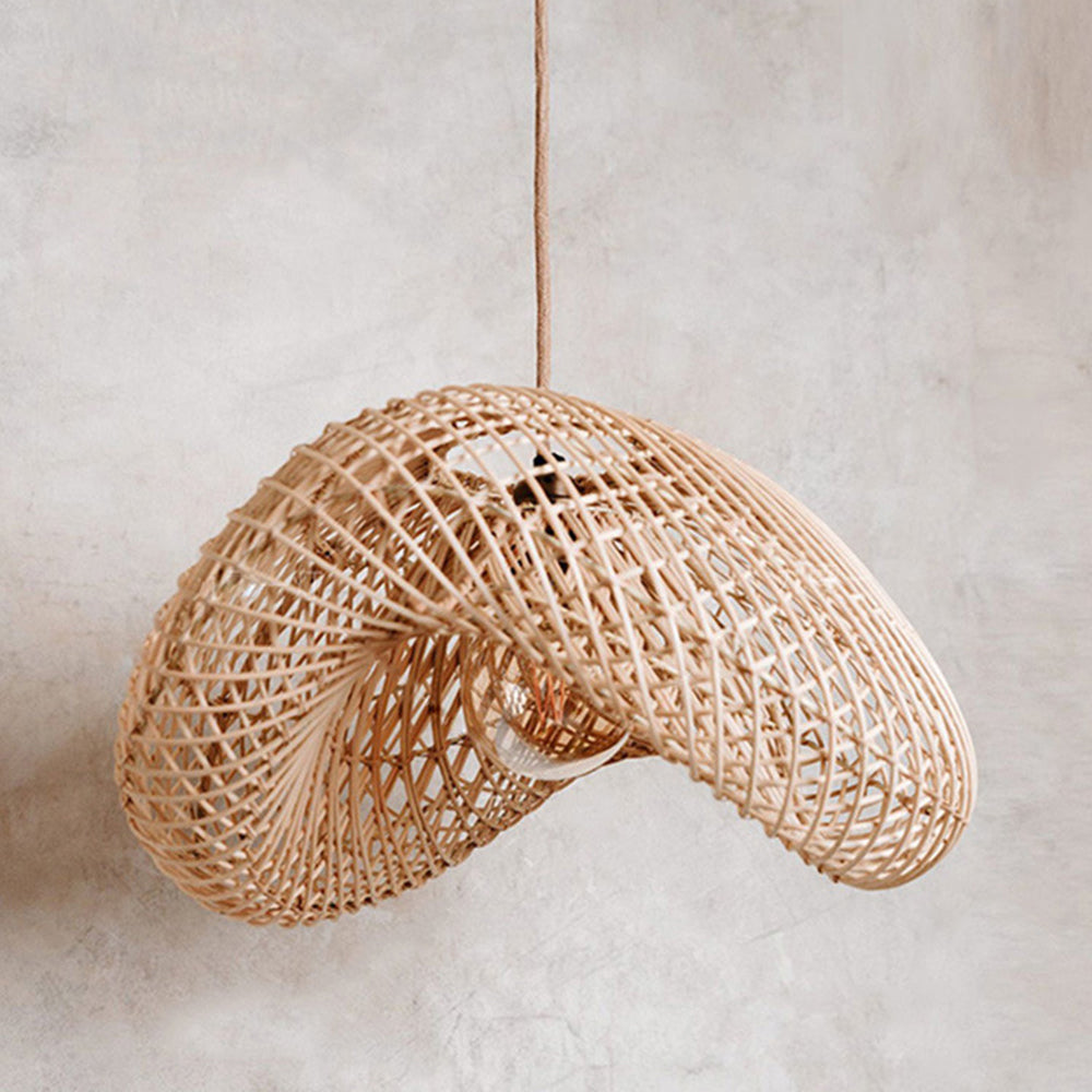 Ritta Suspension Dôme Rustique, Métal/Rotin, Marron, Salon/Café