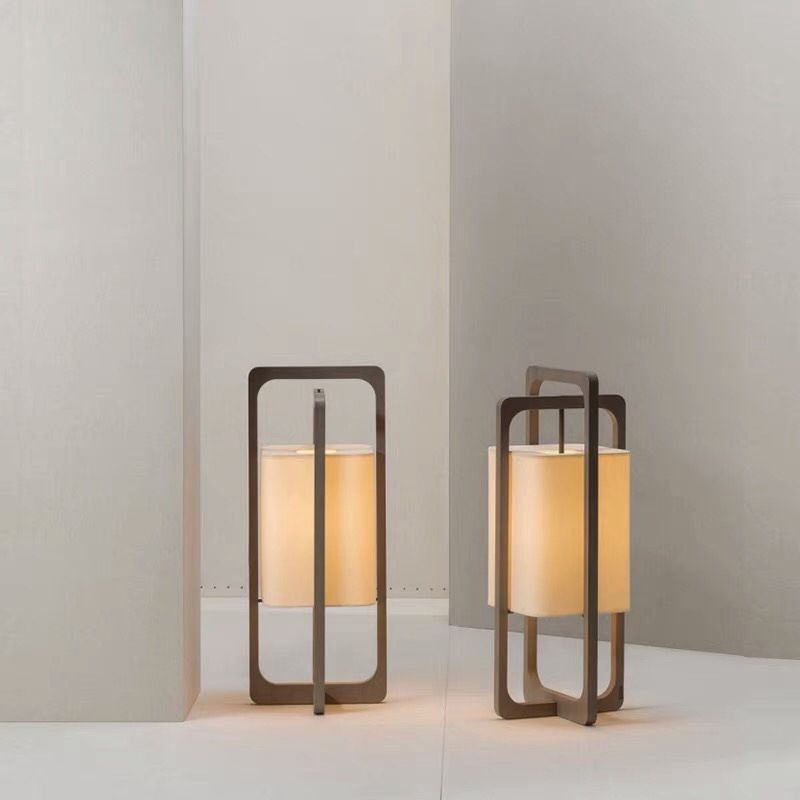Muto Lampadaire Rectangulaire Moderne, Bois/Tissu, Bois, Salon