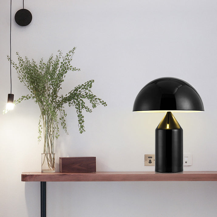 Mira Lampe de Table Champignon Minimaliste, Métal, Noir/Blanc/Or, Chambre