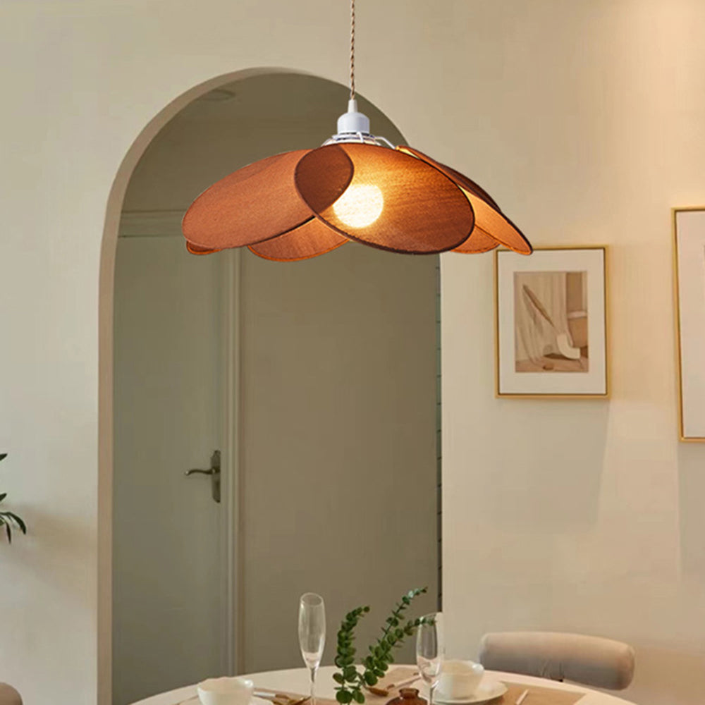 Ritta Suspension Petale Contemporain, Metal/Tissu, Orange/Marron/Beige, Salon