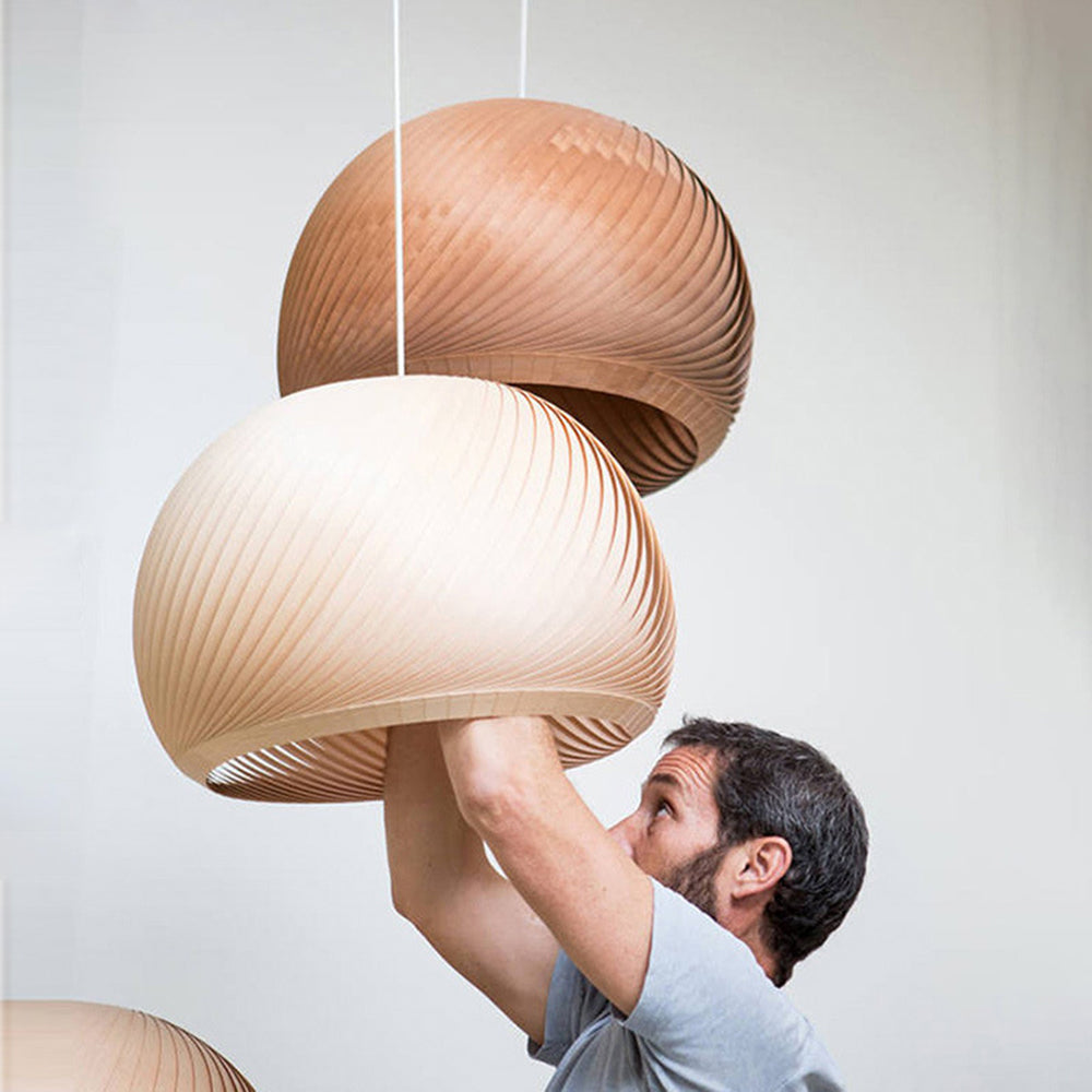 Muto Suspension Globe Naturel, Bois/Metal, Marron/Bois, Salon