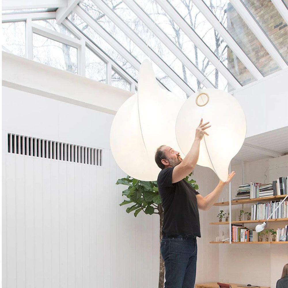 Ritta Suspension Boule Moderne, Métal/Soie, Blanc, Salon/Chambre à Coucher