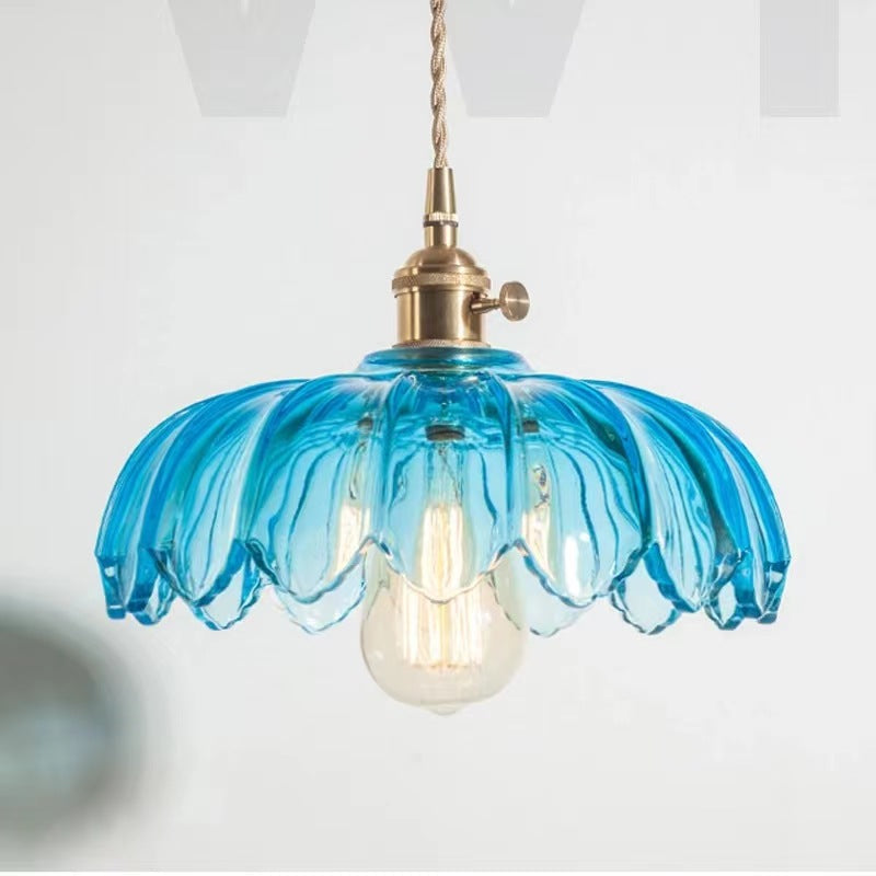 Valentina Rétro LED Suspension Métal/Verre Fleur Salle À Manger