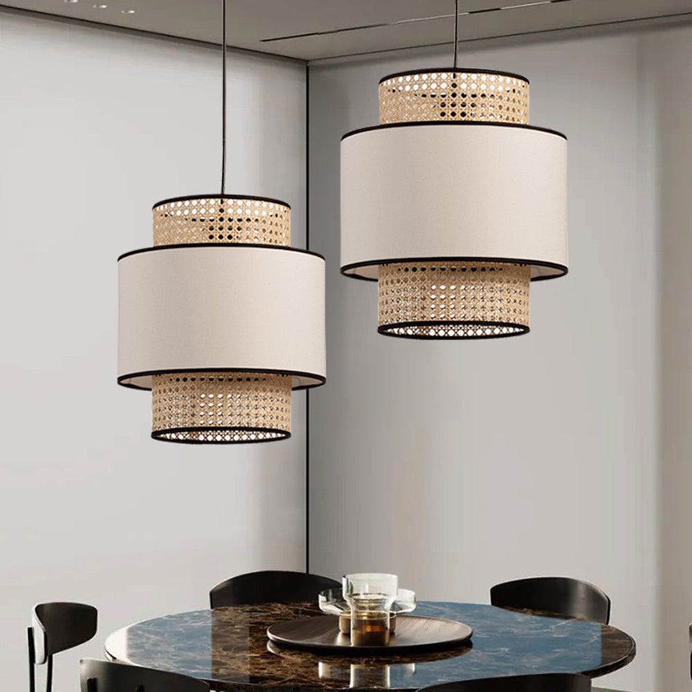 Ritta Suspension Cylindre Retro, Tissu, Beige, Salon