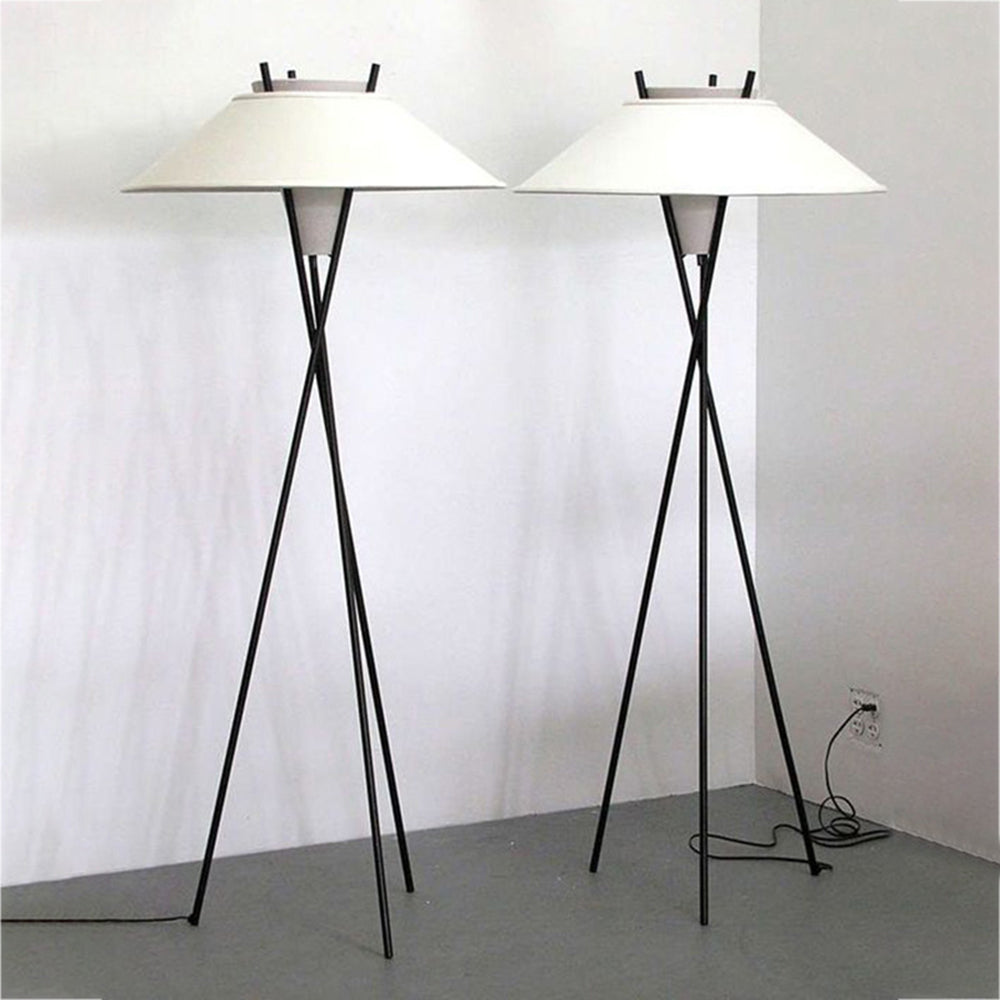 Arisha Lampadaire Trépied Simple, Métal/Tissu, Blanc, Chambre/Salon