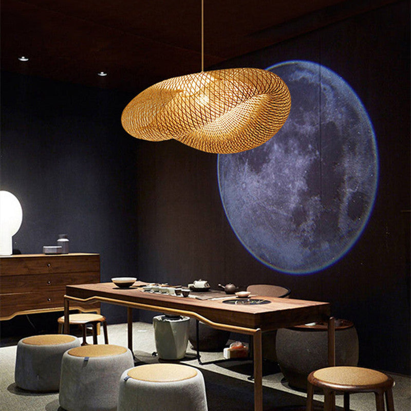 Ritta Suspension Nuage Bohème, Bambou, Bois, Salon
