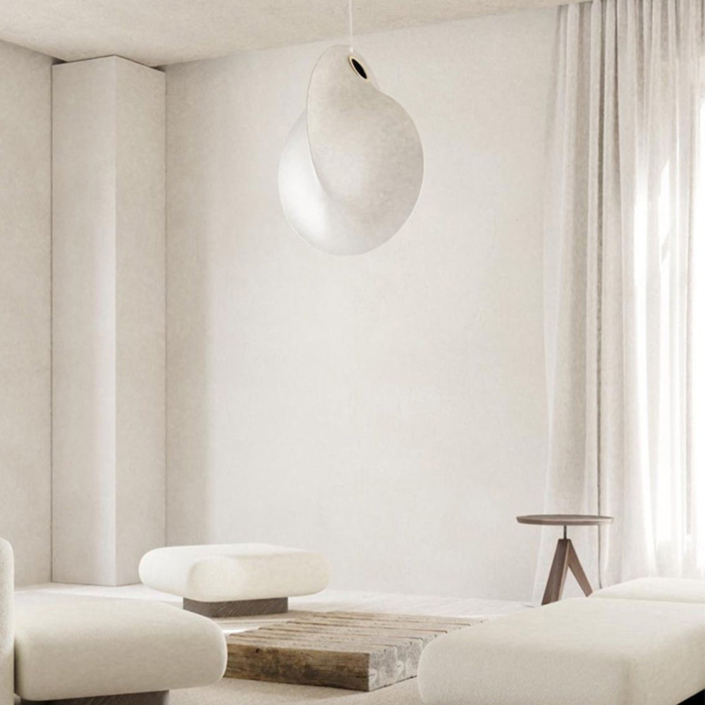 Ritta Suspension Boule Moderne, Métal/Soie, Blanc, Salon/Chambre à Coucher