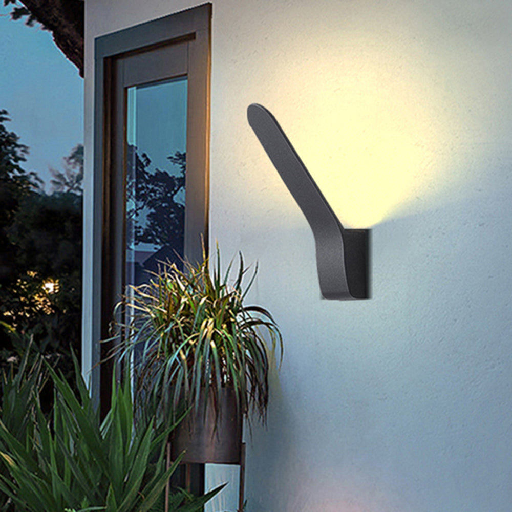 Ray Applique Murale Extérieur Linéaire Minimaliste, Métal/Verre, Noir, Extérieur