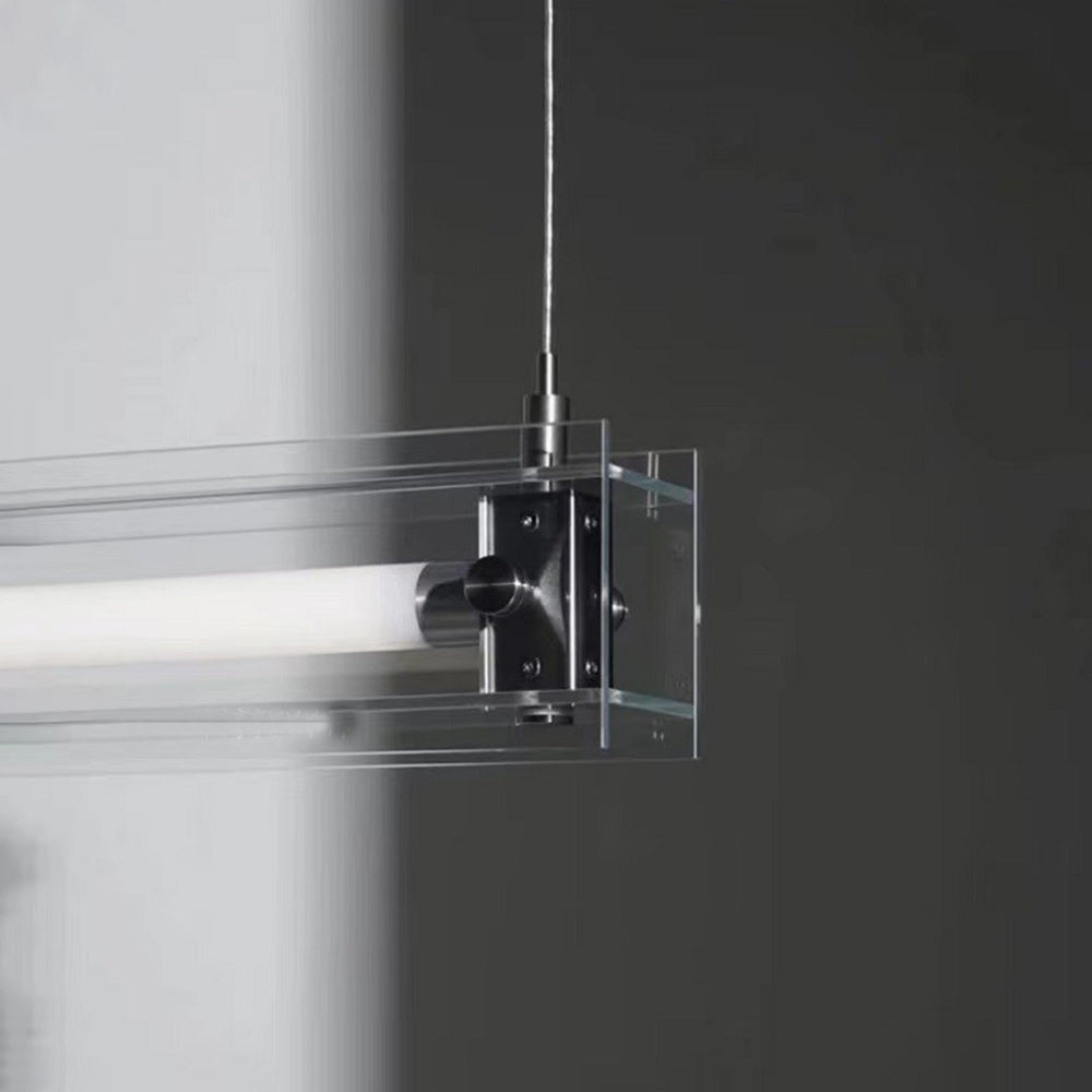 Ray Suspension Linéaire Classique, Métal/Verre, Blanc, Salle à Manger/Chevet