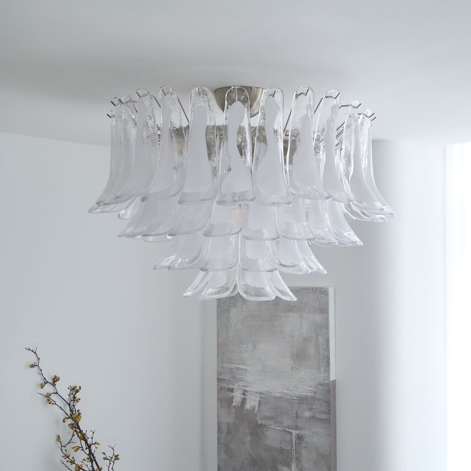 Aurora Ceiling Lamp Clear Glass Wave Layered Elegant - Letslighting