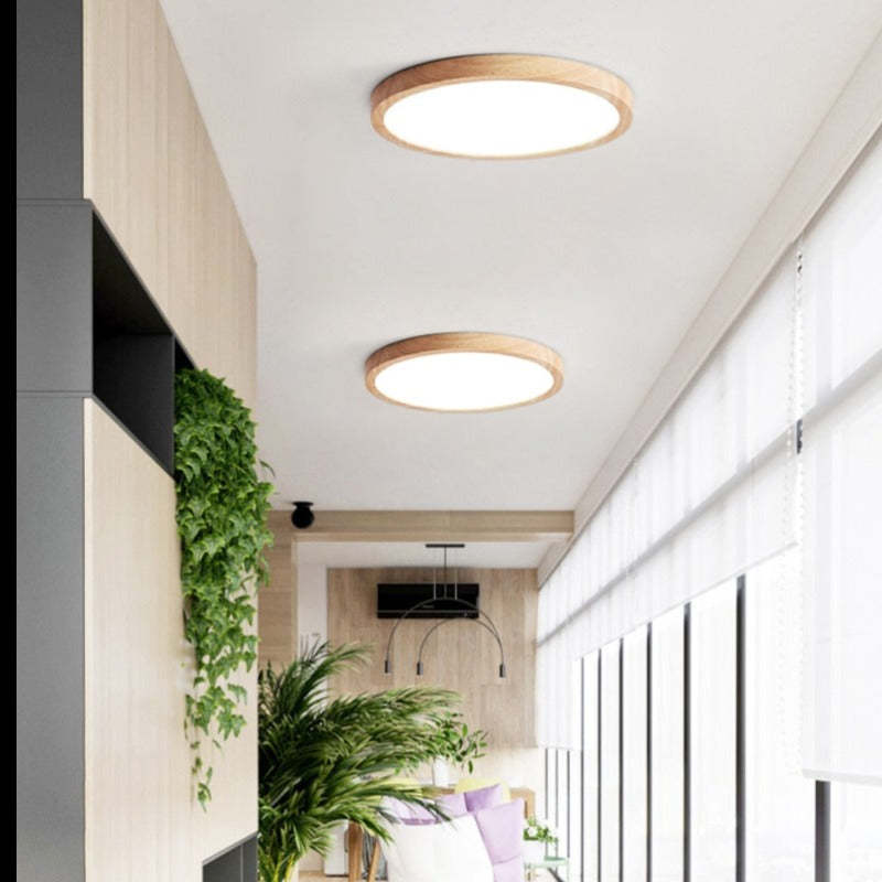 Muto Plafonnier Rond Moderne, Bois Salon