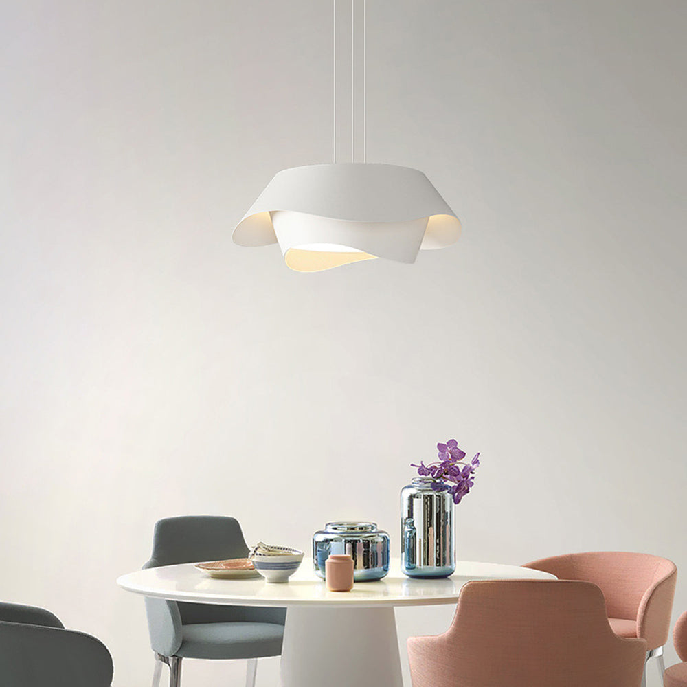 Arisha Suspension Ronde Contemporaine, Métal, Blanc, Chambre à Coucher/Salle à Manger