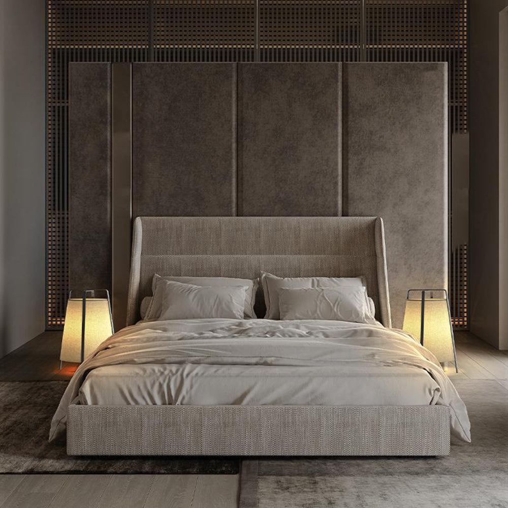 Ritta Lampadaire Dôme Nordique, Métal/Tissu, Beige, Chambre à Coucher