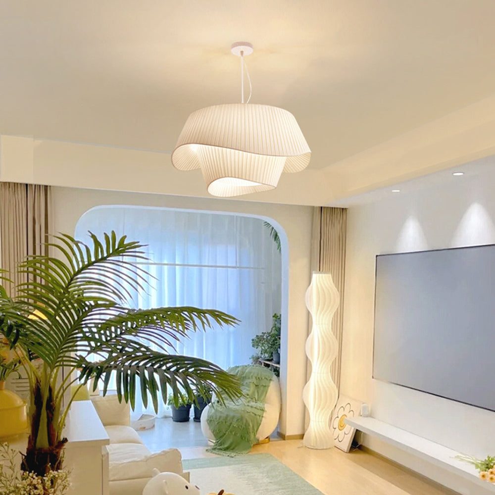 Ritta Suspension Nordique, Métal/Tissu, Blanc, Salon