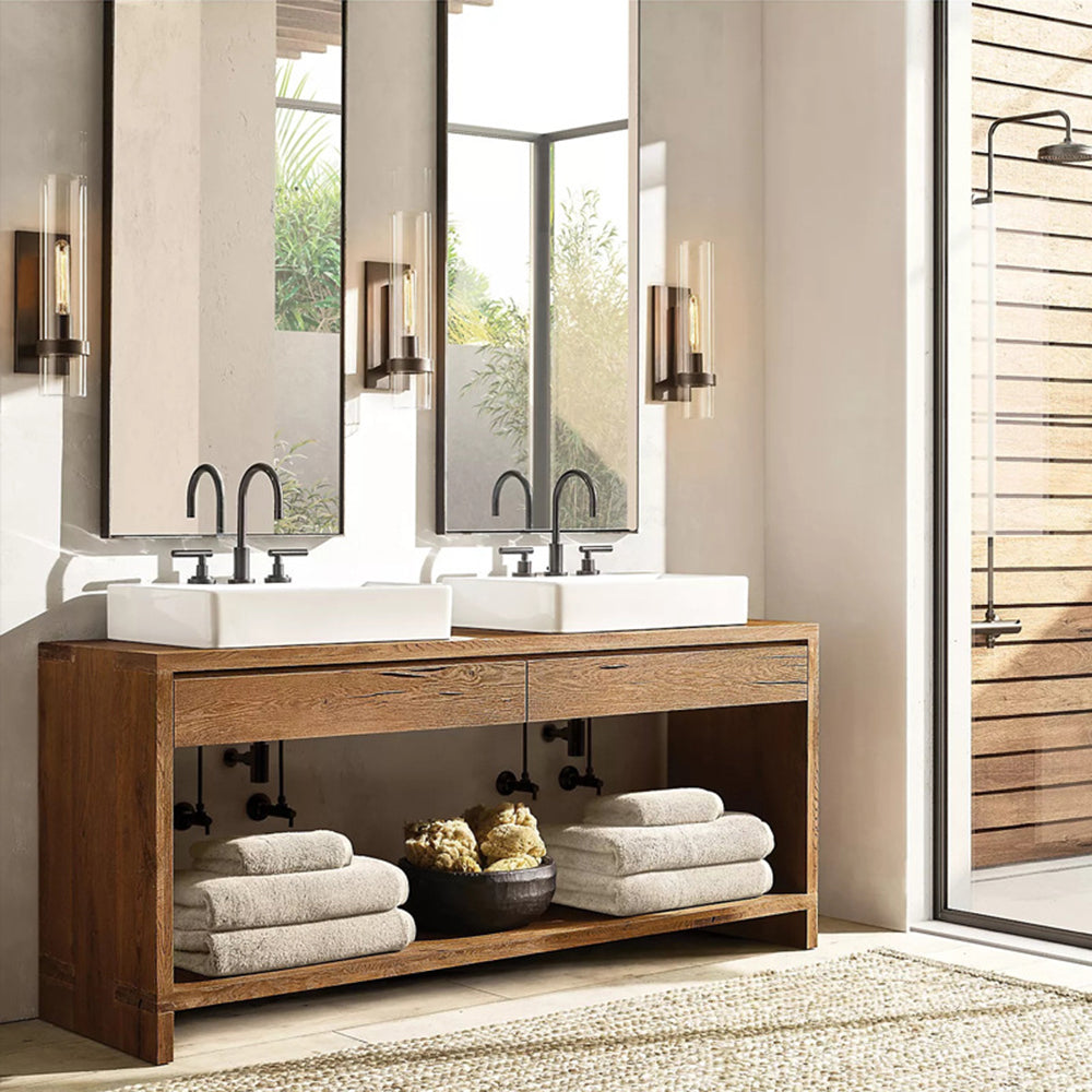 Arisha Applique Murale Moderne en Verre Cylindrique, Noir/Doré/Ardenté