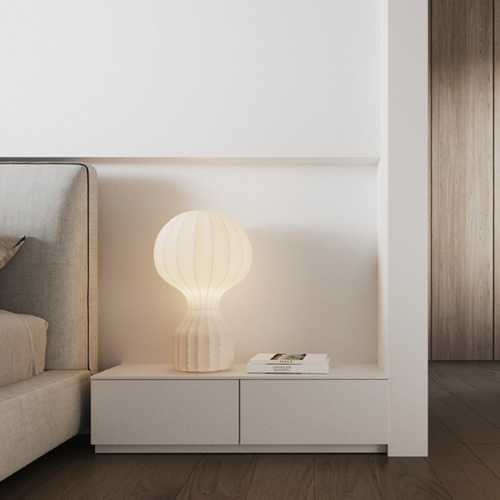Ritta Lampe de Table Simple, Métal/Soie, Blanc, Chambre à Coucher